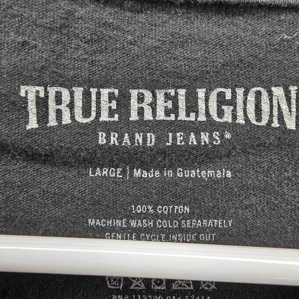 True Religion Buddha Logo Graphic T-Shirt Men's Large Black Short Sleeve Tee